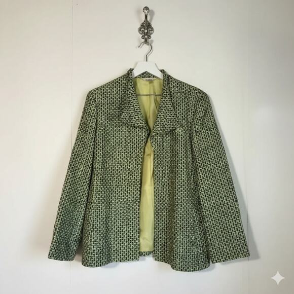 Austin Reed · Tweed Open Blazer · Cotton Linen Blend · Blue Yellow · Size 14 - Picture 1 of 9